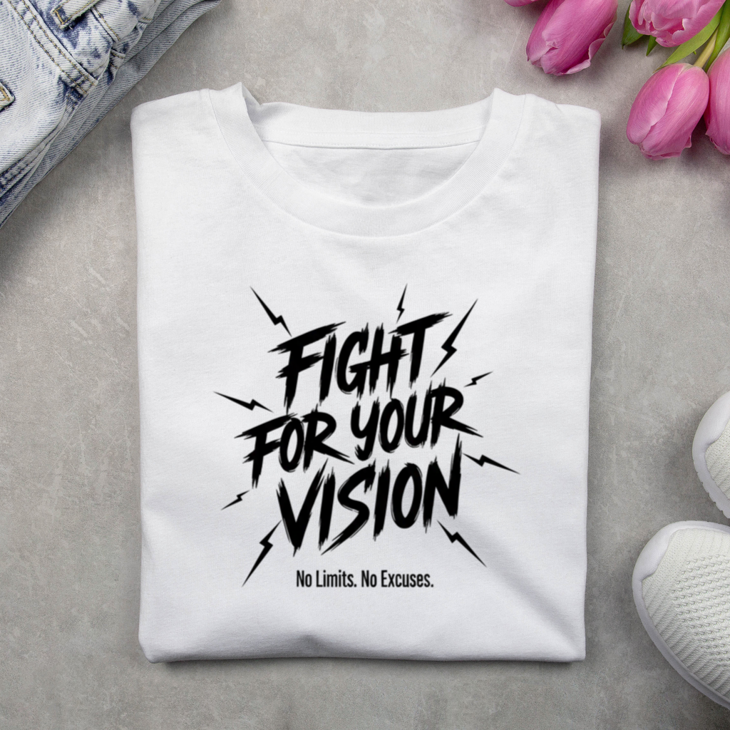 Premium Cyber-Energy T-Shirt | 'FIGHT FOR YOUR VISION' | Luxury Streetwear T-shirt