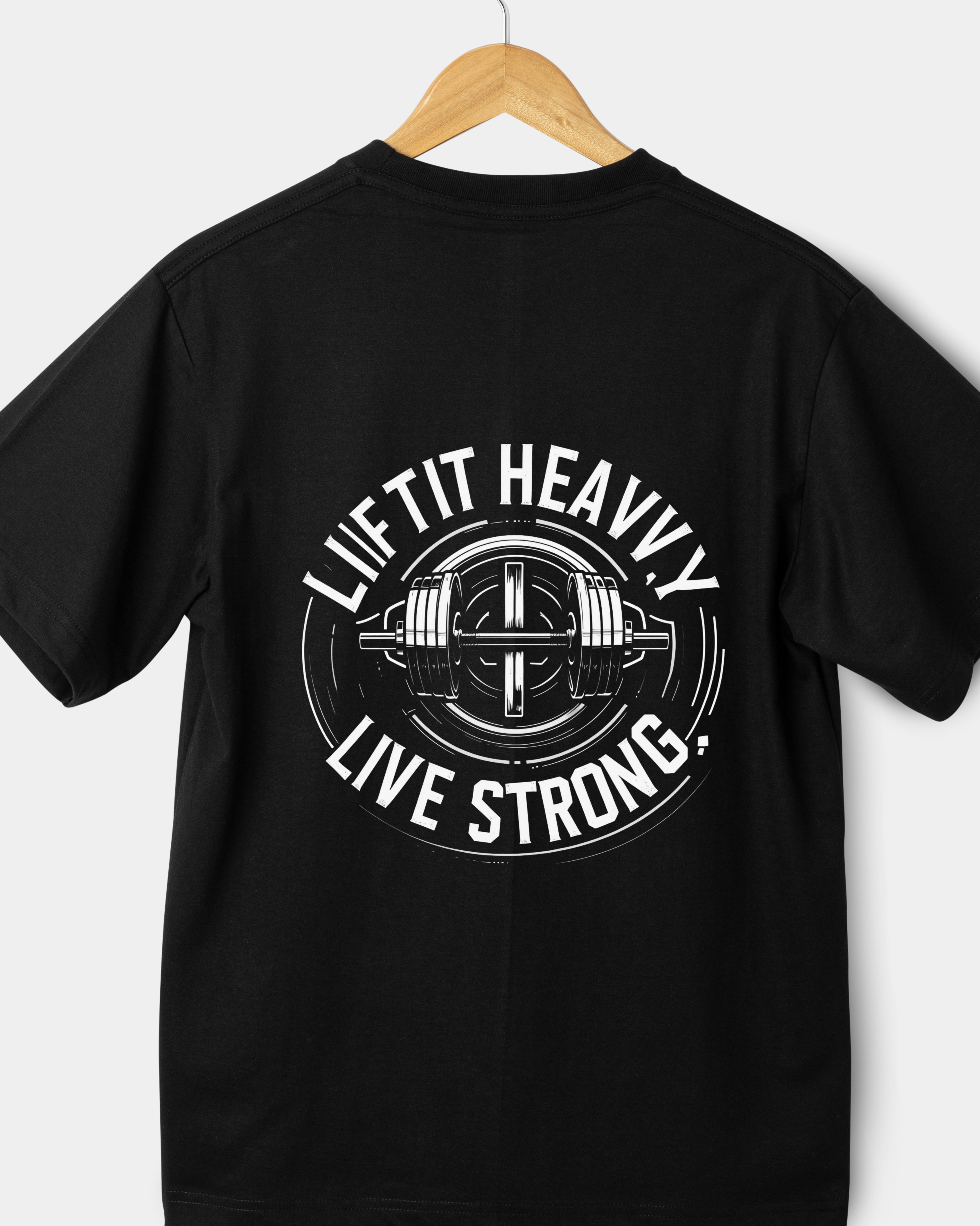 Lift Heavy Live Strong | Sweat Now Shine Later Motivational T-Shirt