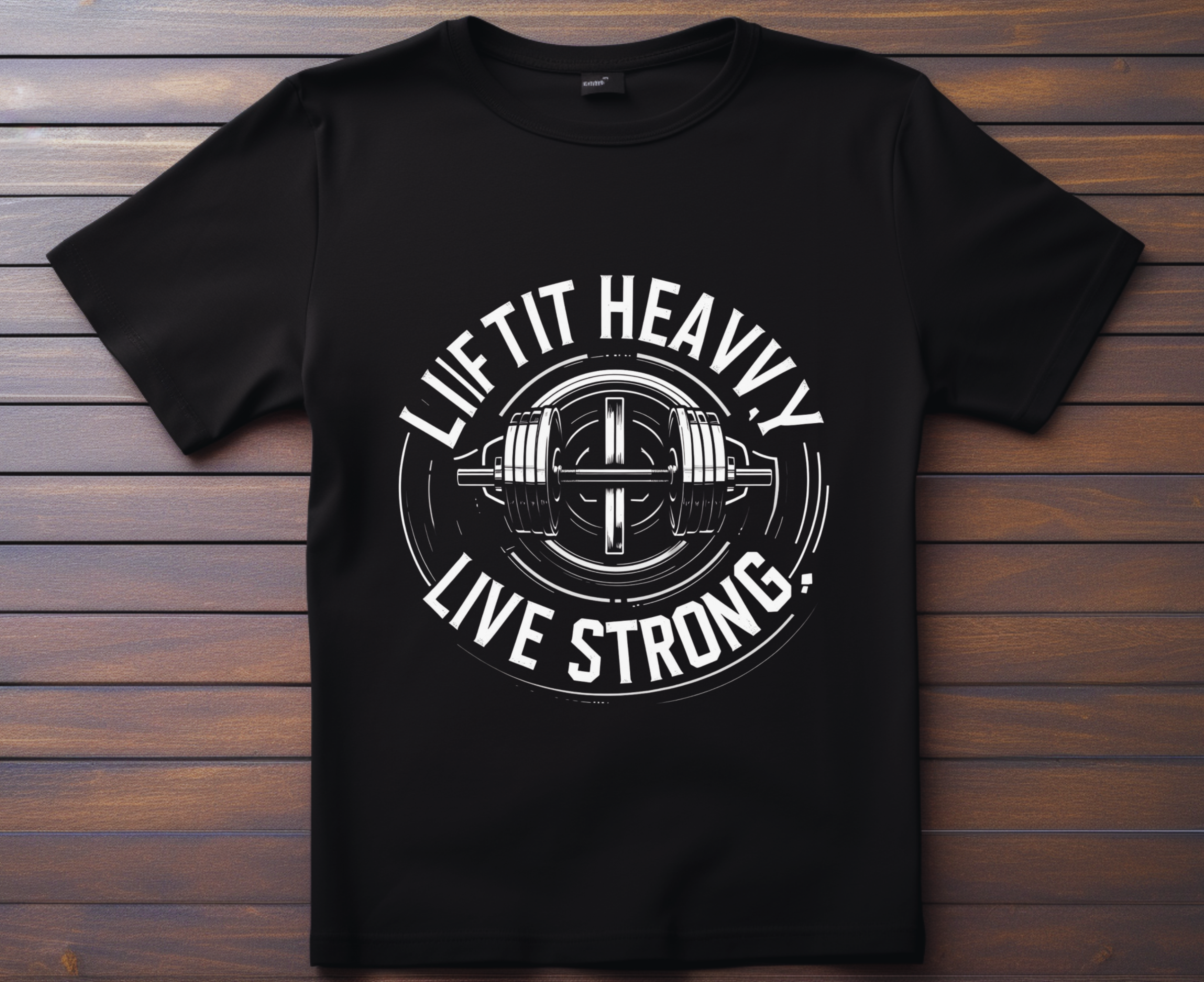 Lift Heavy Live Strong | Sweat Now Shine Later Motivational T-Shirt