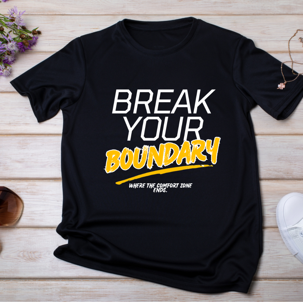 Motivational Fitness T-Shirt – Break Your Boundary Design